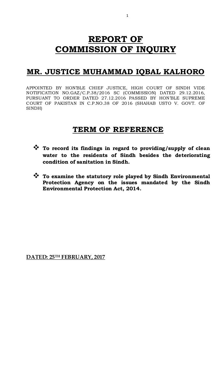 Order and term of inquiry Order and term of inquiry